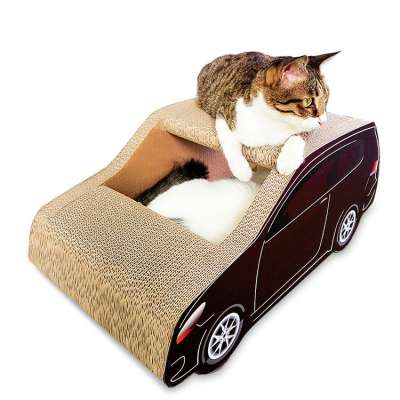 Wholesale high quality car shape cute cat toy, cat scratch board